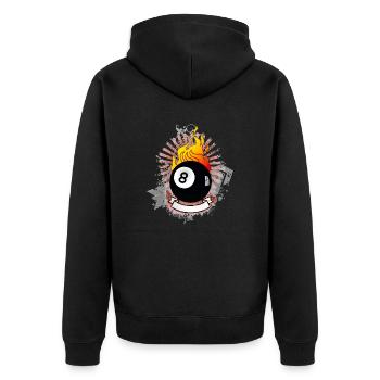 Burning 8-Ball (Billiards design) 03 - Unisex Premium Organic Zip Hoodie - black - Back - Nico (187cm)