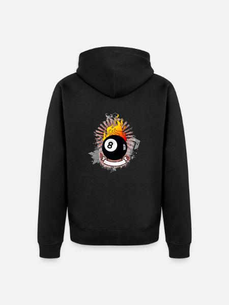 Burning 8-Ball (Billiards design) 03 - Unisex Premium Organic Zip Hoodie - black