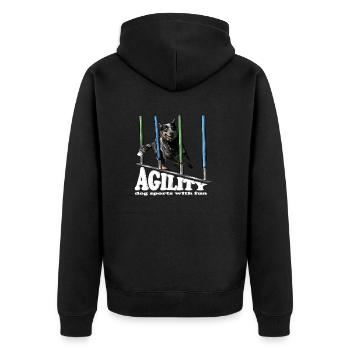 AGILITY Australian Cattle Dog Hundesport Wilsigns - Unisex Premium Bio Zip Hoodie - Schwarz - Hinten - Nico (187cm)