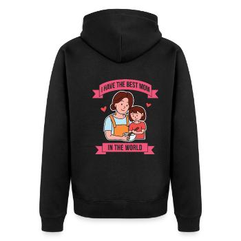 Mother's Day Best Mom Design - Unisex Premium Organic Zip Hoodie - black - Back - Nico (187cm)