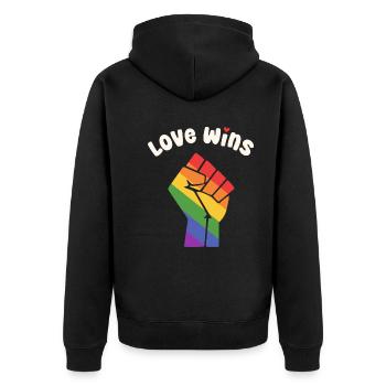 LGBT Love Wins Pride Fist Design for Equality - Unisex Premium Organic Zip Hoodie - black - Back - Nico (187cm)