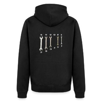 Immer verloren - Unisex Premium Bio Zip Hoodie - Schwarz - Hinten - Nico (187cm)