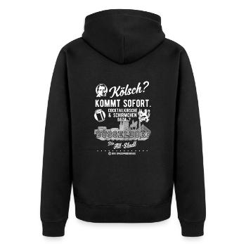 Düsseldorf Die Alt-Stadt Kölsch T-Shirt - Unisex Premium Bio Zip Hoodie - Schwarz - Hinten - Nico (187cm)