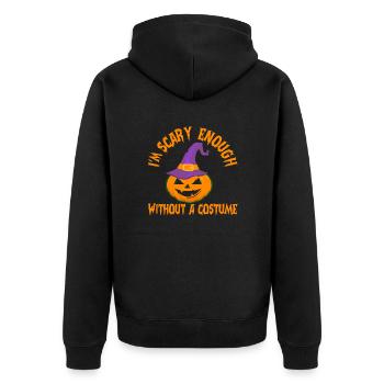 Lustiges Kürbis Gesicht Halloween Geschenk Party - Unisex Premium Bio Zip Hoodie - Schwarz - Hinten - Nico (187cm)