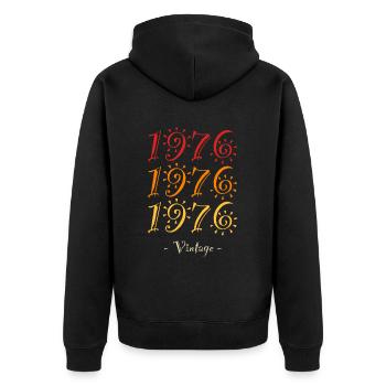 1976 vintage - Unisex Premium Organic Zip Hoodie - black - Back - Nico (187cm)