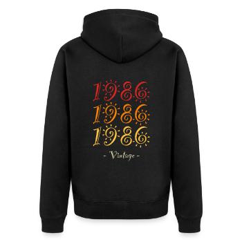 1986 vintage - Unisex Premium Organic Zip Hoodie - black - Back - Nico (187cm)