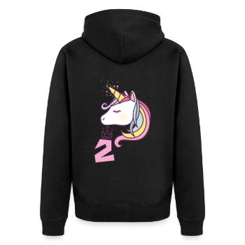 Anniversaire Fille Princesse Licorne 2 ans Cadeau - Veste à capuche bio Premium Unisexe - noir - Dos - Nico (187cm)
