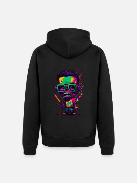 Bunter cooler Zombie - Unisex Premium Bio Zip Hoodie - Schwarz