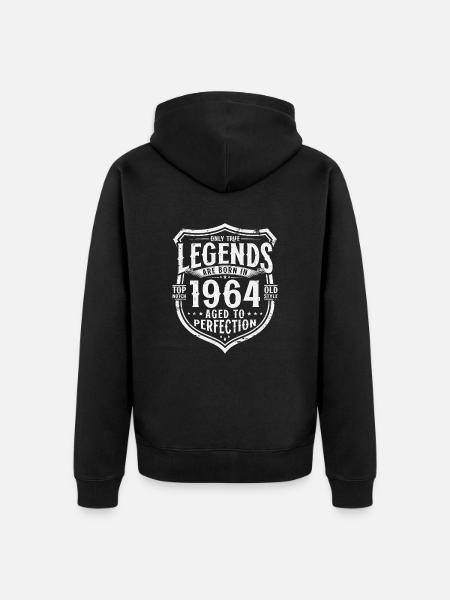 1964 Vintage Born Legends Birthday Gift - Unisex Premium Organic Zip Hoodie - black