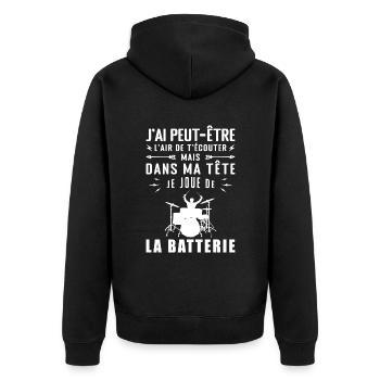 In my head I'm playing drums - Unisex Premium Organic Zip Hoodie - black - Back - Nico (187cm)