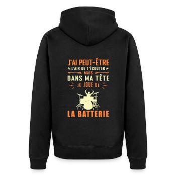 In my head I'm playing drums - Unisex Premium Organic Zip Hoodie - black - Back - Nico (187cm)