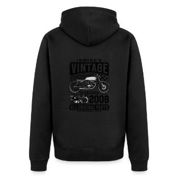 2008 Jahrgang Geburtstag Cafe Racer Motorrad - Unisex Premium Bio Zip Hoodie - Schwarz - Hinten - Nico (187cm)