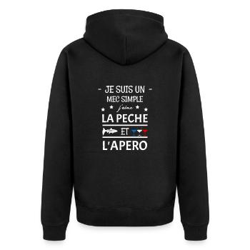 pêche humour - Veste à capuche bio Premium Unisexe - noir - Dos - Nico (187cm)