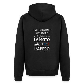 MOTORCYCLE - Unisex Premium Organic Zip Hoodie - black - Back - Nico (187cm)