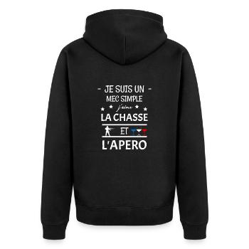 Jagd - Unisex Premium Bio Zip Hoodie - Schwarz - Hinten - Nico (187cm)