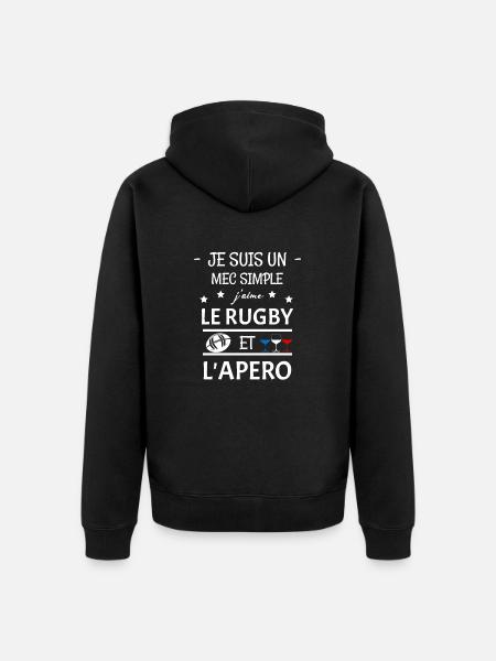 Rugby-Aperitif - Unisex Premium Bio Zip Hoodie - Schwarz