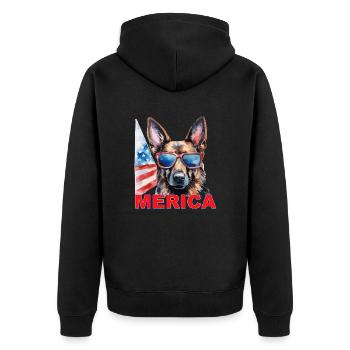 Independence Day 4th of July German Shepherd America - Unisex Premium Organic Zip Hoodie - black - Back - Nico (187cm)