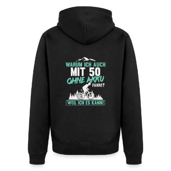 50 Geburtstag Radfahrer 50 Jahre Spruch - Unisex Premium Bio Zip Hoodie - Schwarz - Hinten - Nico (187cm)