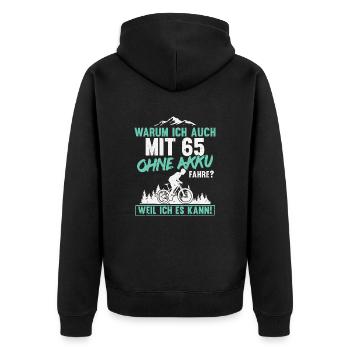 65 Geburtstag Radfahrer 65 Jahre Spruch - Unisex Premium Bio Zip Hoodie - Schwarz - Hinten - Nico (187cm)
