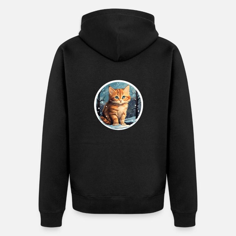 Chat dans la neige - Veste à capuche bio Premium Unisexe - noir