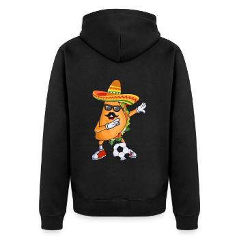 Tacos mexikanischer Fußballspieler - Unisex Premium Bio Zip Hoodie - Schwarz - Hinten - Nico (187cm)