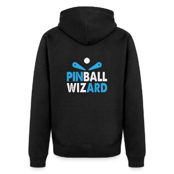 Flipperautomat weiß blau Pinball Wizard Flipper - Unisex Premium Bio Zip Hoodie - Schwarz - Hinten - Nico (187cm)