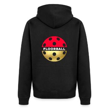 Floorball Unihockey-ball Floorballspieler - Unisex Premium Bio Zip Hoodie - Schwarz - Hinten - Nico (187cm)