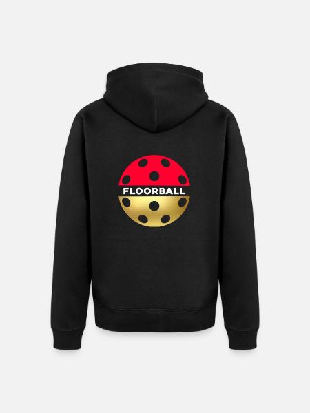 Sählypallo Salibandyn pelaaja - Premium unisex luomu-huppari vetoketjulla - musta