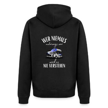 Camper und Wohnmobil Spruch-Lustiges Camper Motiv - Unisex Premium Bio Zip Hoodie - Schwarz - Hinten - Nico (187cm)