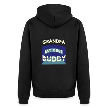Grandpa my best Buddy, Erinnerungen, Geschenkidee - Unisex Premium Bio Zip Hoodie - Schwarz - Hinten - Nico (187cm)