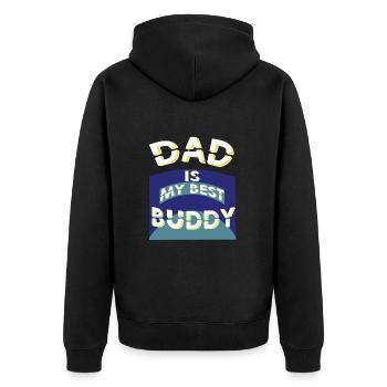 Dad is my best Buddy, Erinnerungsstück, Geschenk - Unisex Premium Bio Zip Hoodie - Schwarz - Hinten - Nico (187cm)