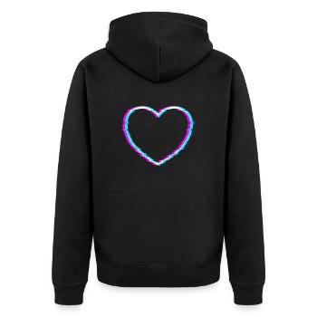 Heart | With cool digital distortion effect - Unisex Premium Organic Zip Hoodie - black - Back - Nico (187cm)