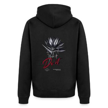 Dream it Wish it Do it - Unisex Premium Organic Zip Hoodie - black - Back - Nico (187cm)