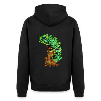 Chameleonn GeomeTRIX bunt - Unisex Premium Bio Zip Hoodie - Schwarz - Hinten - Nico (187cm)