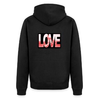 Paris Tauben Love - Unisex Premium Bio Zip Hoodie - Schwarz - Hinten - Nico (187cm)