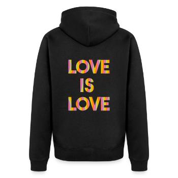 Love is love Pride LGBT Geschenkidee Regenbogen - Unisex Premium Bio Zip Hoodie - Schwarz - Hinten - Nico (187cm)