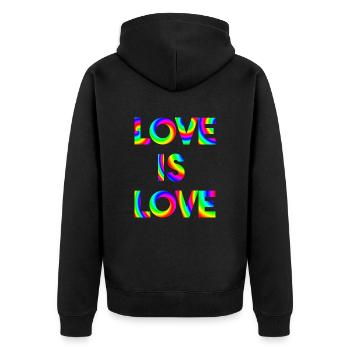 Love is love LGBTQ Geschenkidee Regenbogen bunt - Unisex Premium Bio Zip Hoodie - Schwarz - Hinten - Nico (187cm)