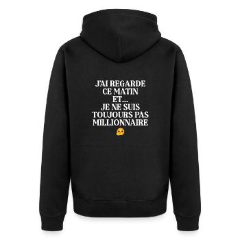 Pauvre pas millionnaire - Veste à capuche bio Premium Unisexe - noir - Dos - Nico (187cm)