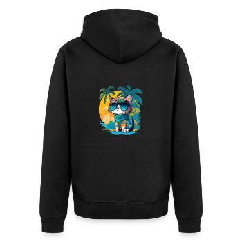 Cute Cat Tropical 4 - Unisex Premium Bio Zip Hoodie - Schwarz - Hinten - Nico (187cm)