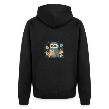 Cute owl in the flower forest 1 - Unisex Premium Organic Zip Hoodie - black - Back - Nico (187cm)