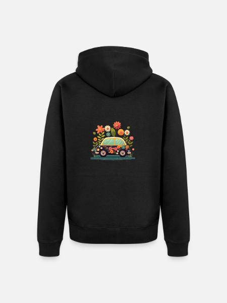Cute Flower Car 3 - Unisex Premium Organic Zip Hoodie - black