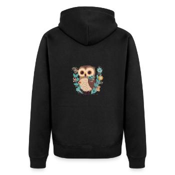 Mignon hibou dans la forêt de fleurs 4 - Veste à capuche bio Premium Unisexe - noir - Dos - Nico (187cm)
