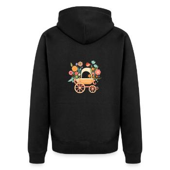Flowery stroller 4 - Unisex Premium Organic Zip Hoodie - black - Back - Nico (187cm)