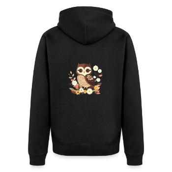 Cute owl in the flower forest 7 - Unisex Premium Organic Zip Hoodie - black - Back - Nico (187cm)