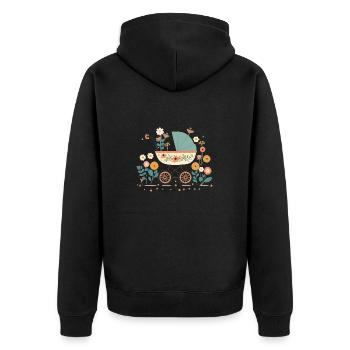 Flowery stroller 8 - Unisex Premium Organic Zip Hoodie - black - Back - Nico (187cm)