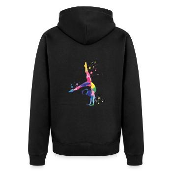 Gymnastics Girls – Colorful and powerful - Unisex Premium Organic Zip Hoodie - black - Back - Nico (187cm)
