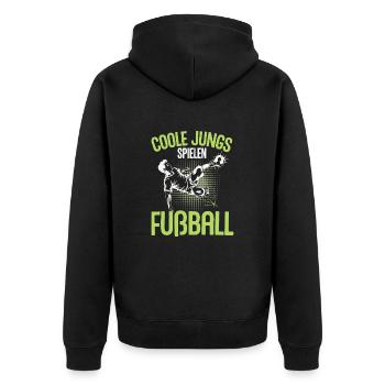 Garçons cool jouant au football - Design dynamique - Veste à capuche bio Premium Unisexe - noir - Dos - Nico (187cm)
