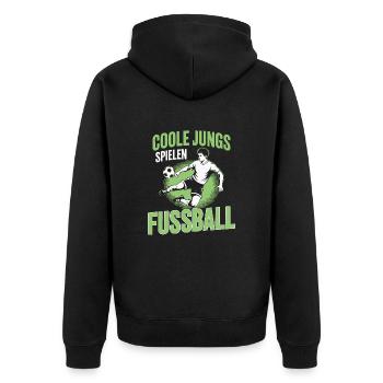 Garçons cool jouant au football - Design dynamique - Veste à capuche bio Premium Unisexe - noir - Dos - Nico (187cm)