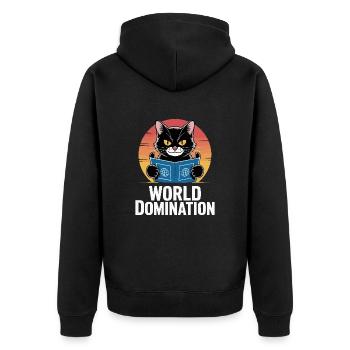 Domination mondiale – un chat avec de grands projets - Veste à capuche bio Premium Unisexe - noir - Dos - Nico (187cm)