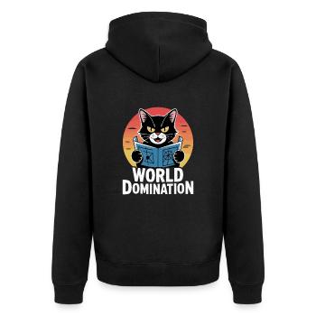 Domination mondiale – un chat avec de grands projets - Veste à capuche bio Premium Unisexe - noir - Dos - Nico (187cm)
